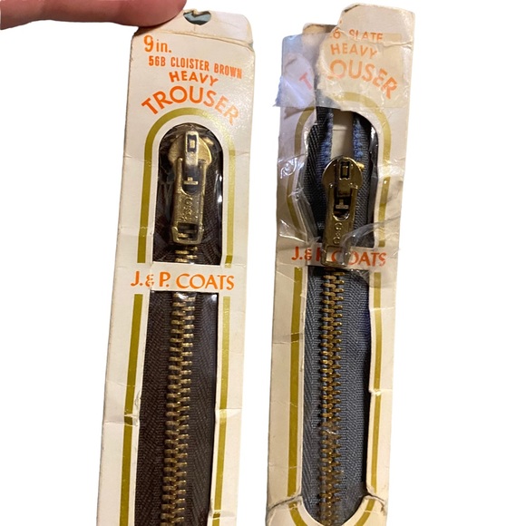 Lot of 2 Vintage Coats & Clark Brass Metal Trouser Zippers - Picture 3 of 5